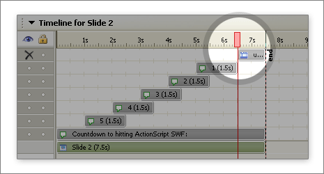 Screenshot of Captivate's timeline