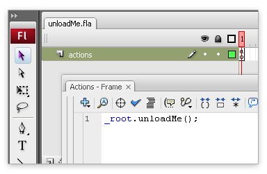 Screenshot of Flash's "Actions" window